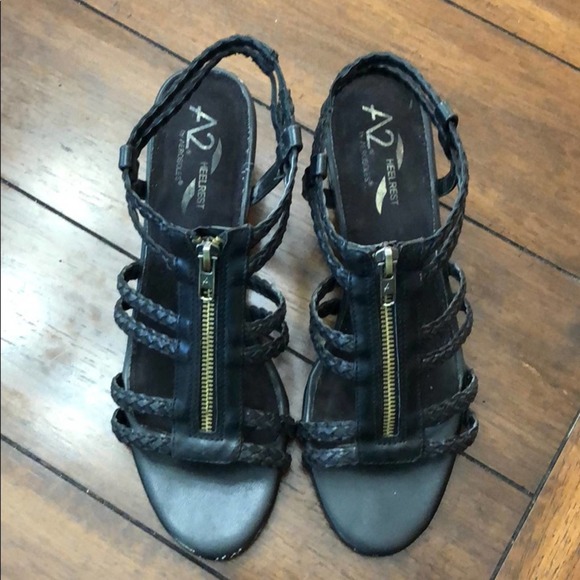 AEROSOLES Shoes - Black stacked heel sandals size 8.5